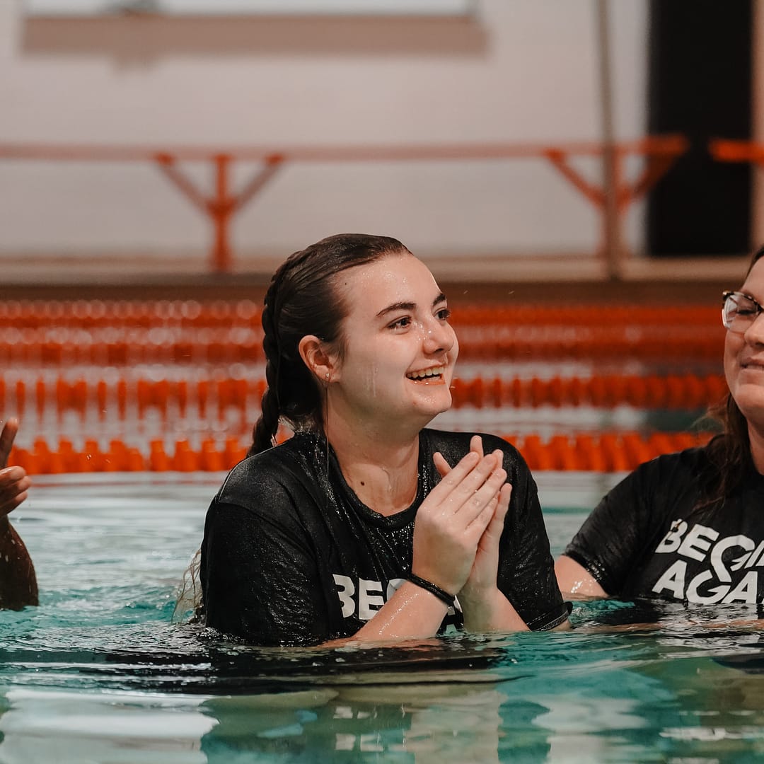 Student at Anderson University Being Baptized