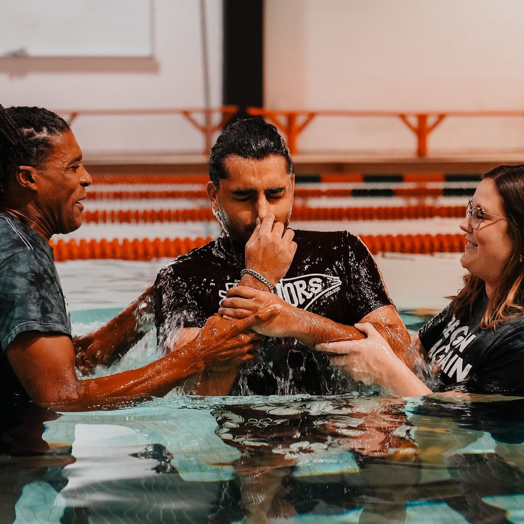Student at Anderson University Being Baptized