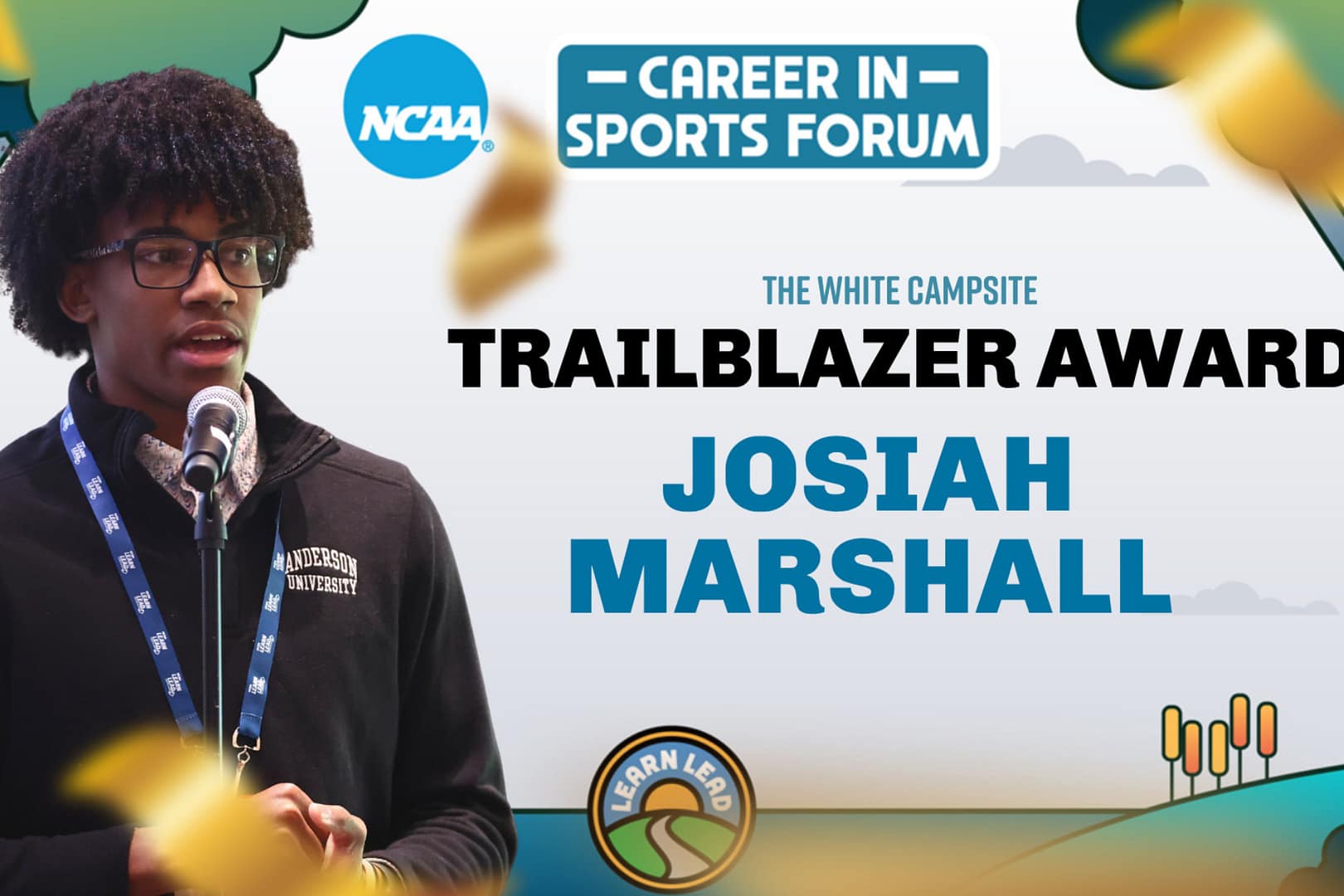 Josiah Marshall accepts the NCAA Trailblazer award. 