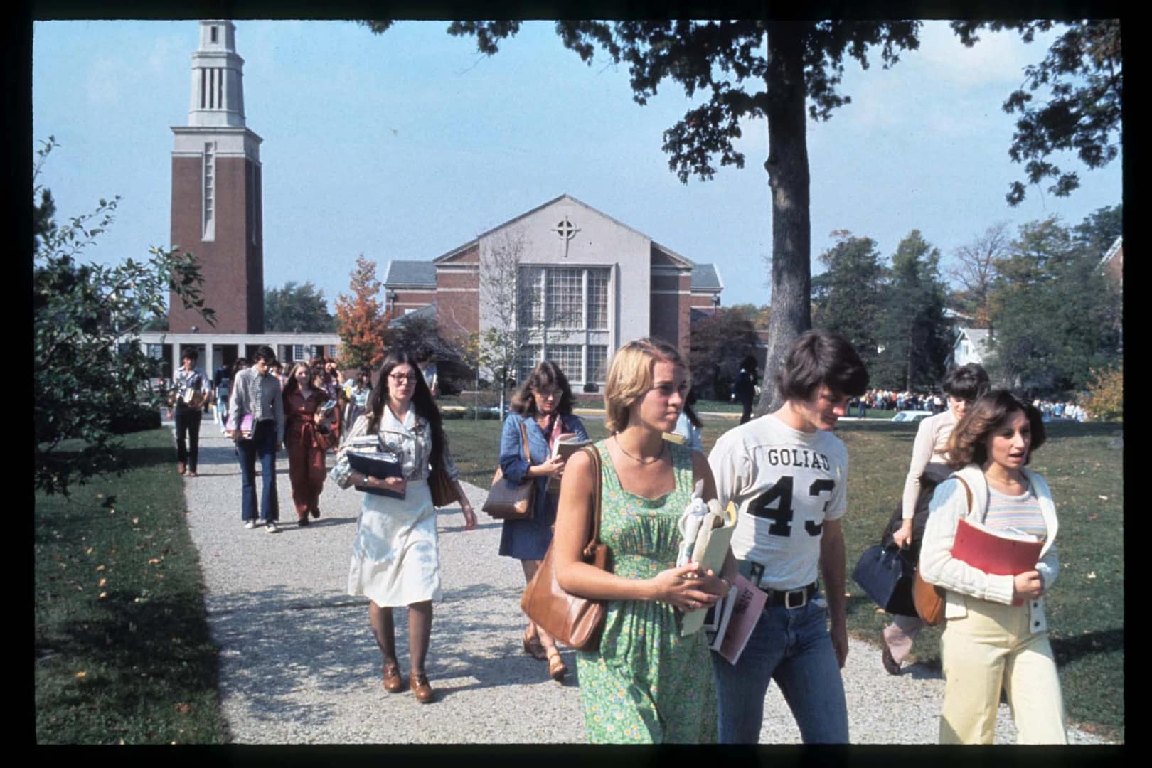 Timeline-1974-1 Students walking from Park Place Church of God
