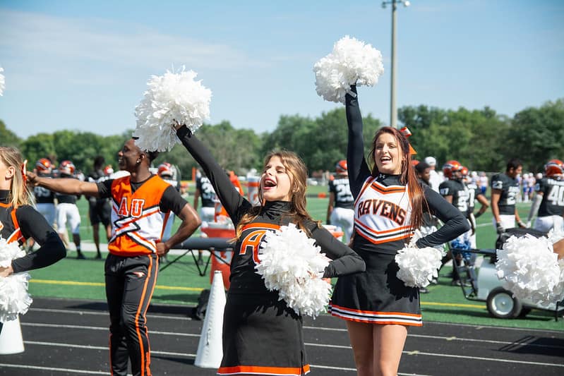 cheerleaders at AU Homecoming