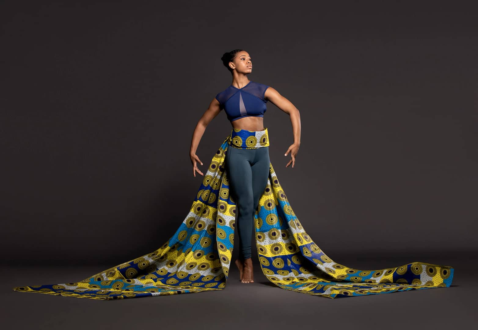 dance program, female dancer at Anderson University in pose with dance costume