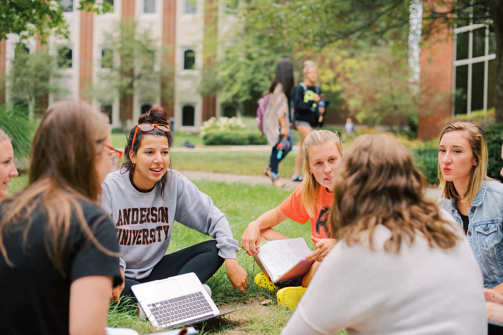 Students studying outside