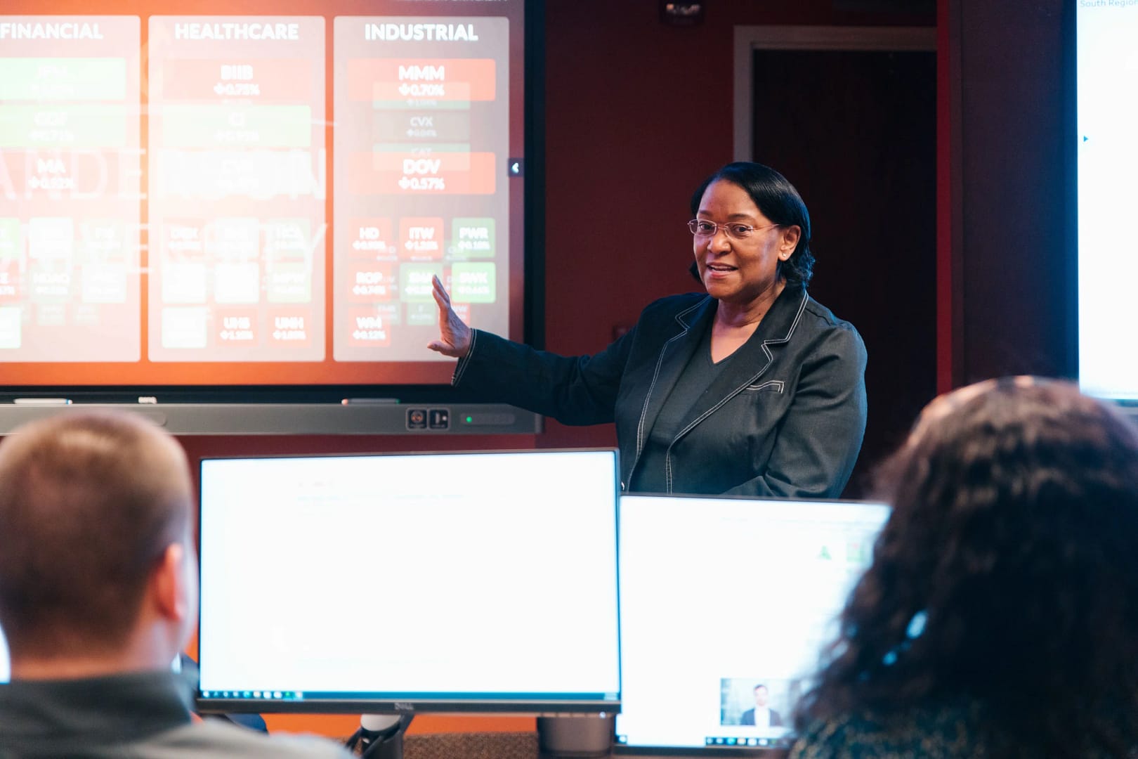 Celesta Bates, director of the MBA program, teaches a class