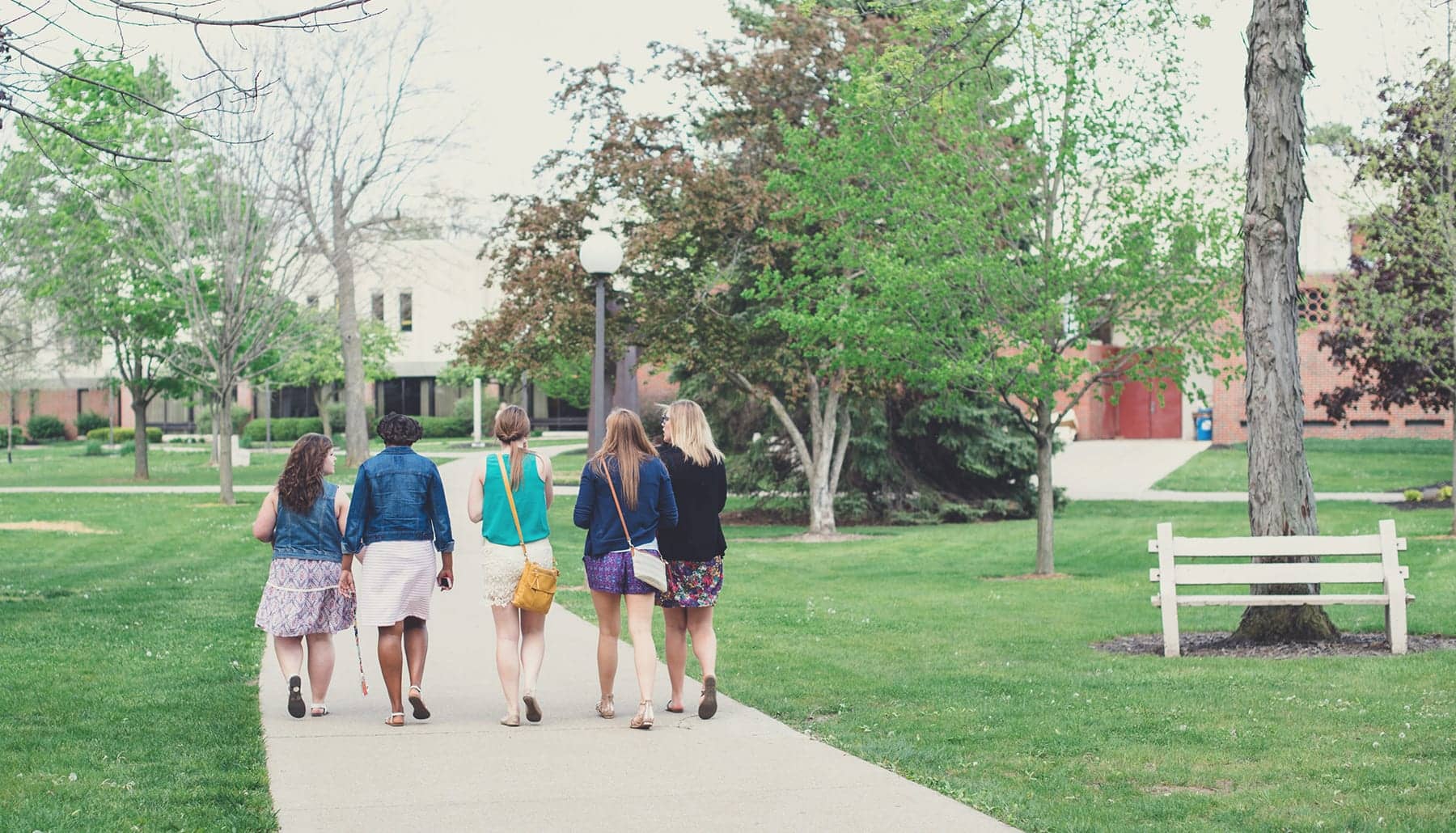 Students walking together in the valley