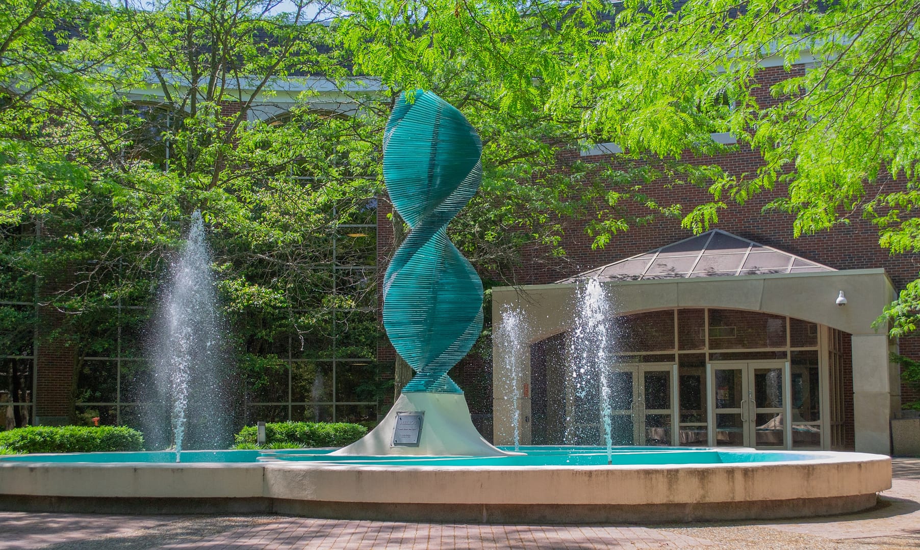 Helios fountain in front of Hartung Hall