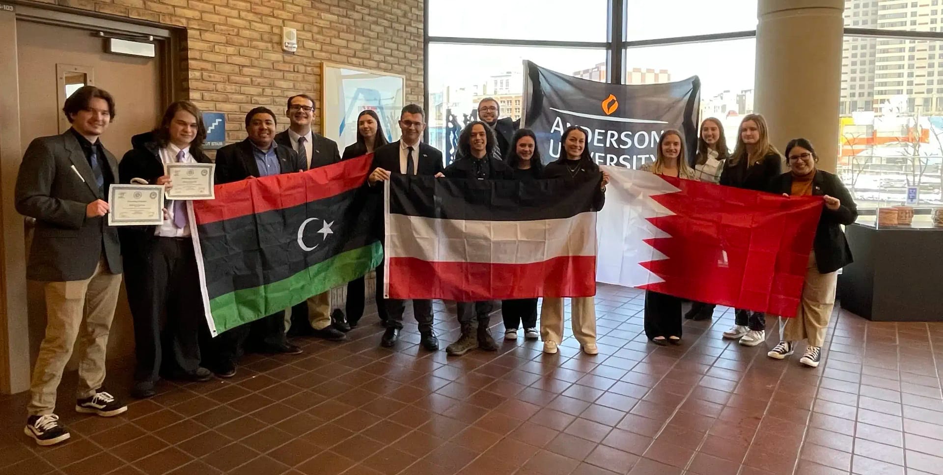 IMG_5874 Students posing for a group photo from the Model Arab League