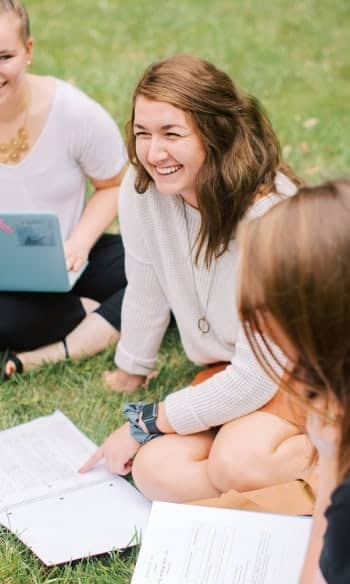 Students studying outside at Anderson University