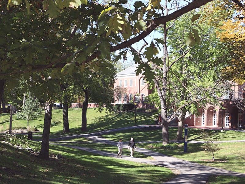 Outside view of landscape of the valley around campus.